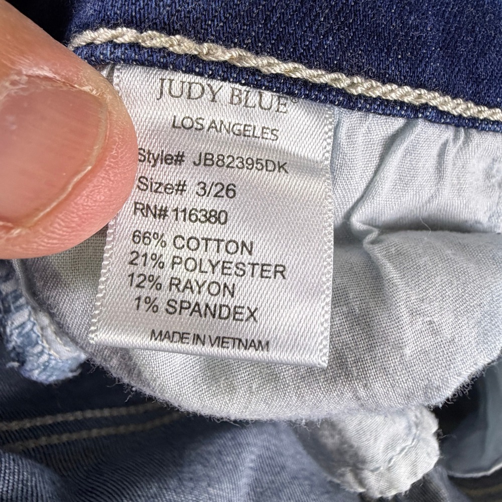 Judy Blue Jeans Womens 3/26 Flare JB82395DK Blue High Rise Stretch EUC - Picture 8 of 11